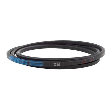 D&D AA108 Double-Sided V-Belt, 111 2/5 in Outside Length, 1/2 in Top Width, .406 in Thickness, 1 Ribs AA108